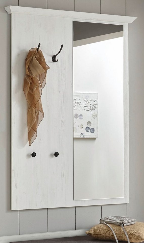 Furn.Design Garderobenpaneel Hooge (Wandgarderobe in Pinie weiß Dekor, 105 x 140 cm), Landhaus modern von Furn.Design