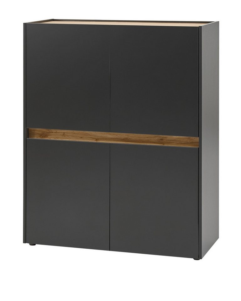 Furn.Design Highboard Center (Büroschrank in grau matt mit Wotan Eiche, 4-türig, 100 x 122 cm), mit 8 Fächern von Furn.Design
