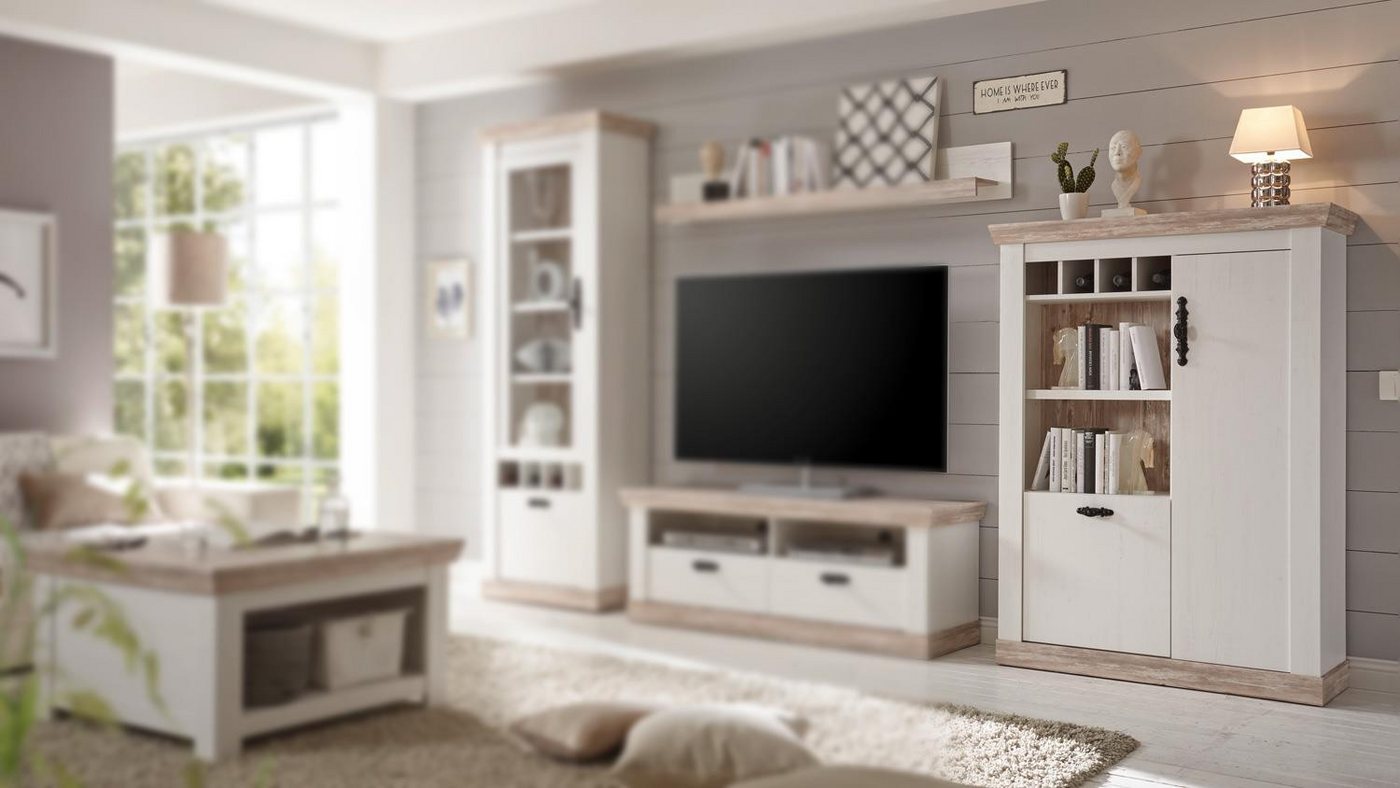 IMV Highboard Kommode Florenz Schrank Highboard in Oslo Pinie weiß 105 cm von IMV