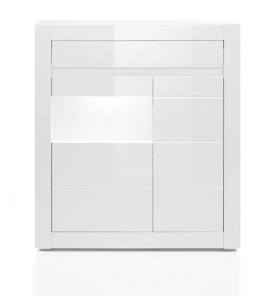 Furn.Design Highboard Nobile (Kommode 2-türig mit Schublade, 100 x 112 cm), Hochglanz, mit Soft-Close von Furn.Design