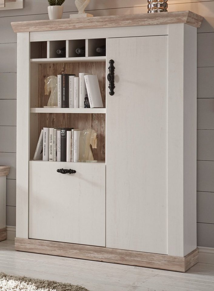 Furn.Design Highboard Rovola (Schrank in Pinie weiß mit Oslo-Pinie, 105 x 146 cm), Landhausstil von Furn.Design