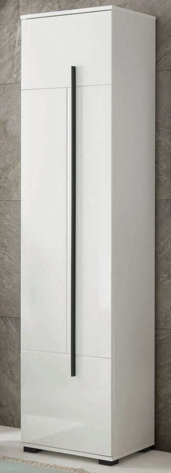 Furn.Design Hochschrank Design-D (Badschrank in weiß Hochglanz, 45 x 200 cm) 6 Fächer von Furn.Design