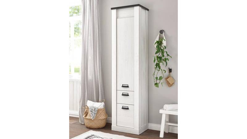 IMV Hochschrank Hochschrank Sherwood 43 Pinie weiß und anthrazit mit soft-close 51 cm von IMV