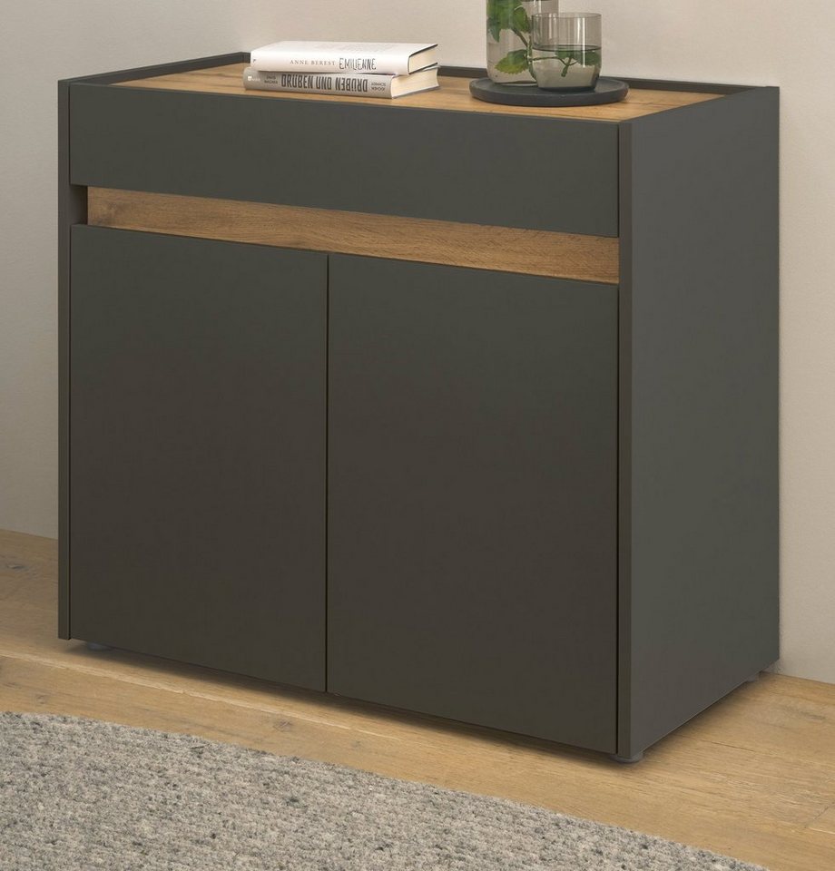 Furn.Design Kombikommode Center (Kommode in grau mit Wotan Eiche, 80 x 70 cm), Schreibtischhöhe von Furn.Design