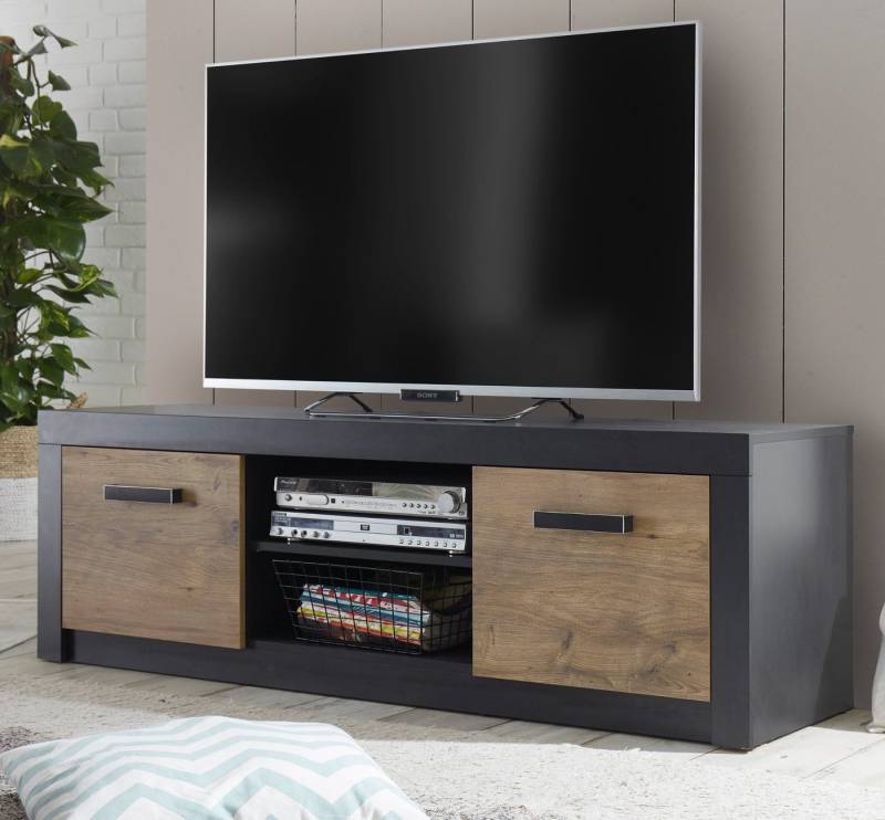 Furn.Design Lowboard Beveren (TV Unterschrank in Kastanie und grau, 153 x 49 cm), 2-türig von Furn.Design