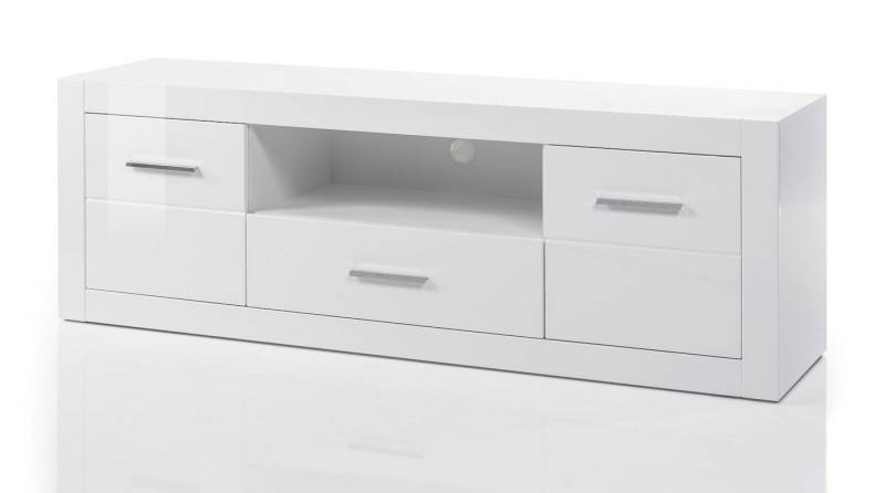 Furn.Design Lowboard Carrara (TV Unterschrank 180 cm in weiß Hochglanz, mit Komforthöhe), auf Rollen von Furn.Design
