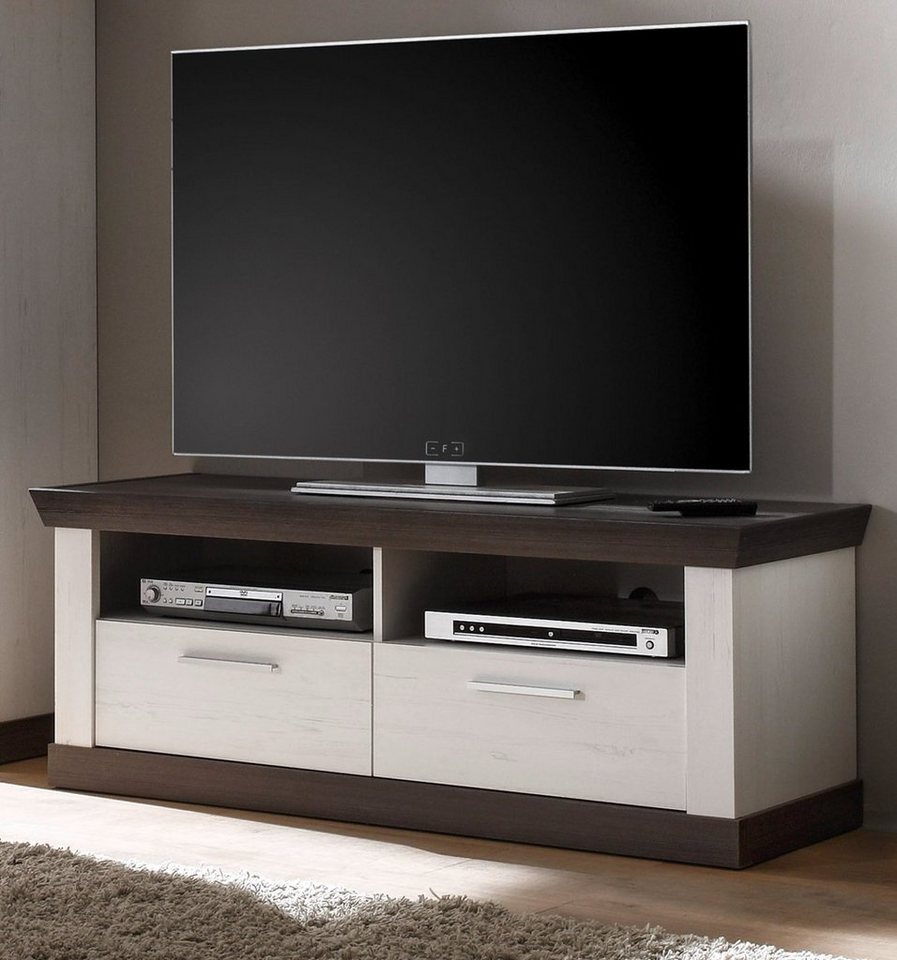 Furn.Design Lowboard Corela (TV Unterschrank in Pinie weiß Landhaus mit Wenge, 135 x 51 cm), mit Soft-Close von Furn.Design