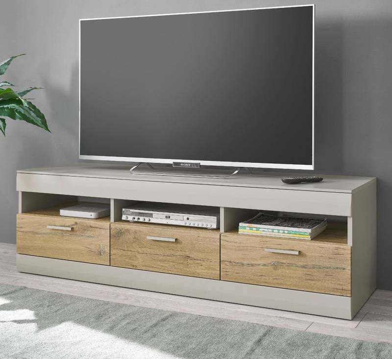 Furn.Design Lowboard Griego (TV Unterschrank in Kieselgrau mit Eiche, 150 x 46 cm), mit Soft-Close-Funktion von Furn.Design