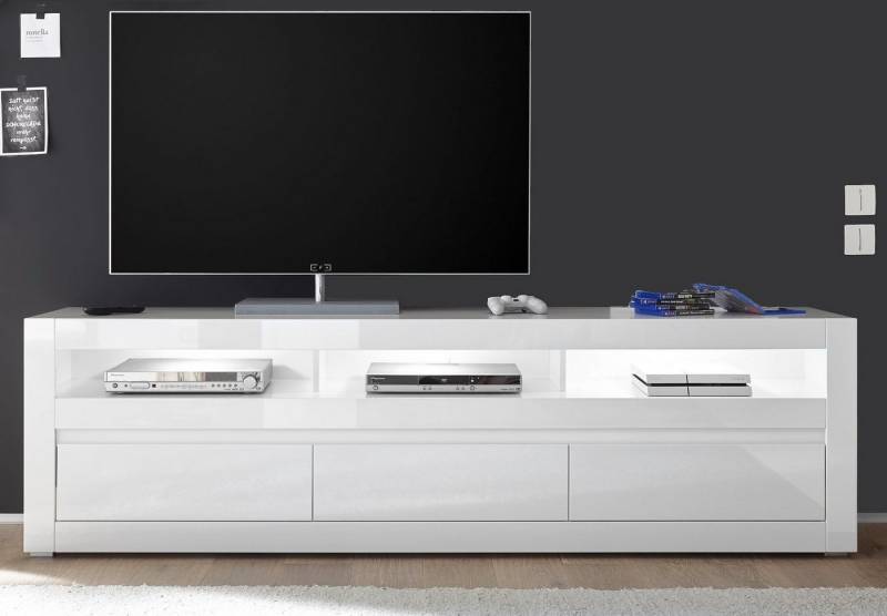 Furn.Design Lowboard Nobile (TV Unterschrank in weiß Hochglanz, Breite 217 cm, Komforthöhe 63 cm), mit Soft-Close von Furn.Design