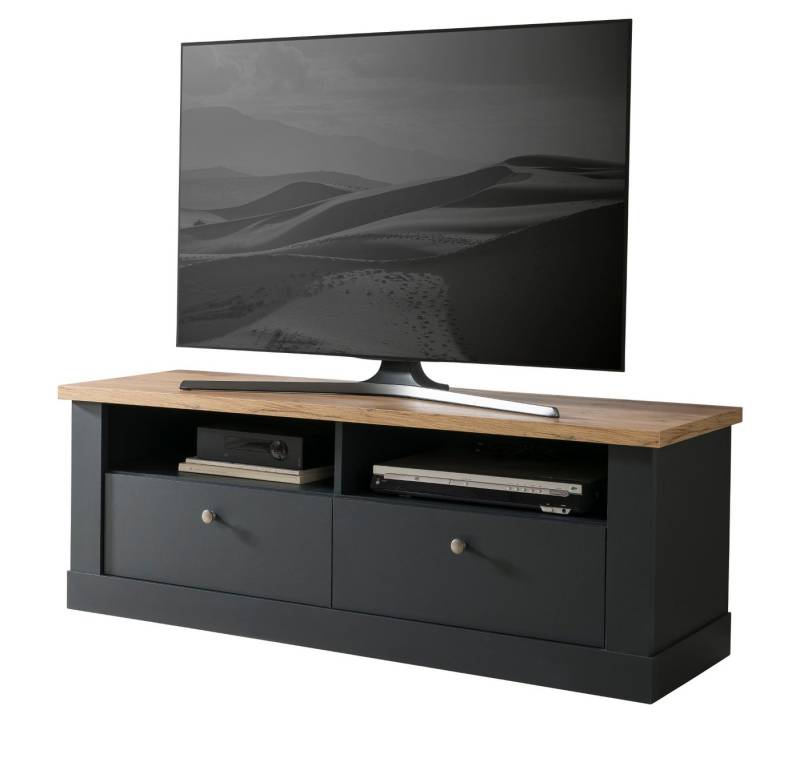 Furn.Design Lowboard Ribera (TV-Schrank in matt grau mit Wotan Eiche, 140 x 51 cm), mit Soft-Close-Funktion von Furn.Design