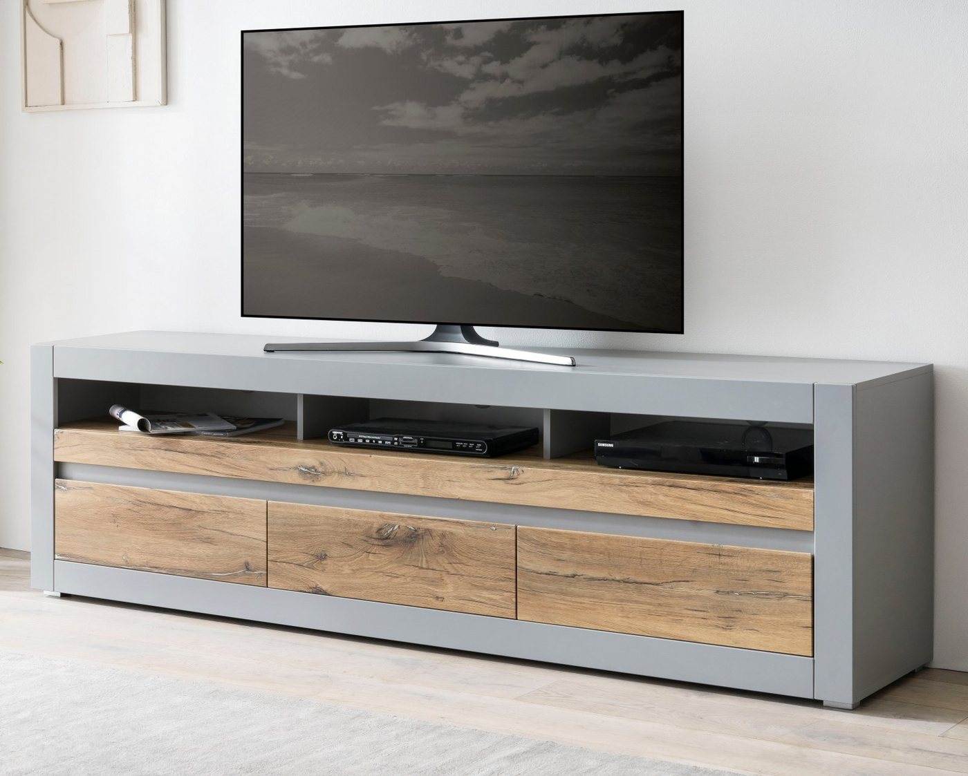 Furn.Design Lowboard Tamaris (TV Unterschrank in grau mit Eiche, Breite 217 cm), mit Soft-Close-Funktion von Furn.Design