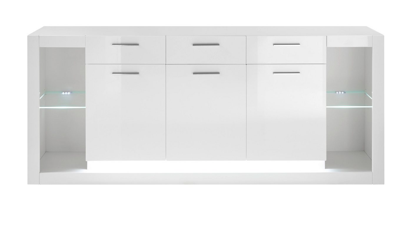 Furn.Design Sideboard Ladis (Anrichte in weiß Hochglanz, 198 x 83 cm), 3-türig, mit 3 Schubladen von Furn.Design