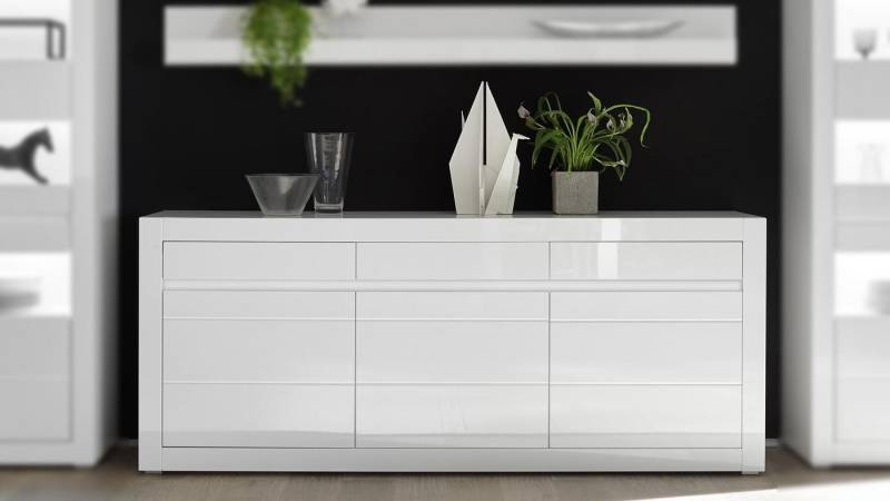 IMV Sideboard Sideboard Carat Anrichte Kommode in weiß Hochglanz 217 cm von IMV
