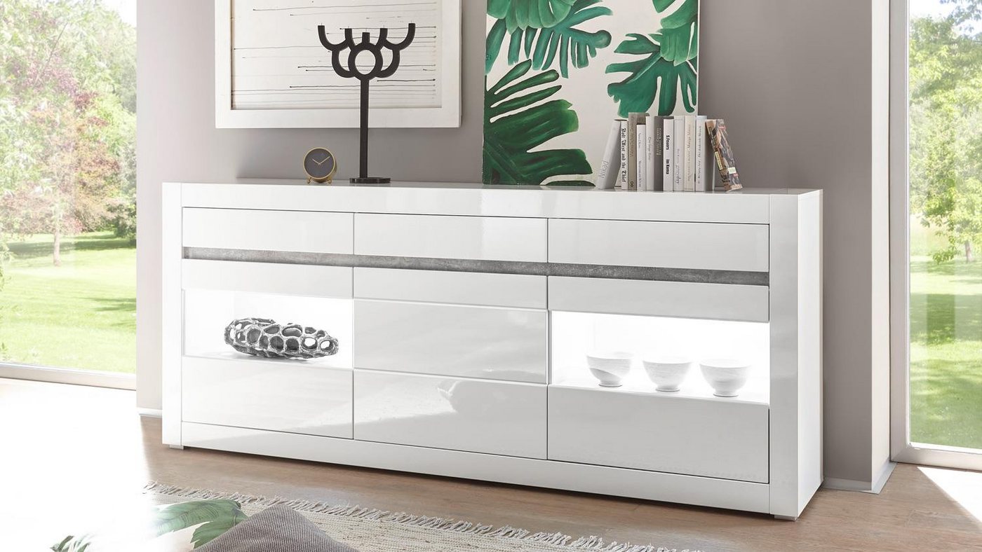 IMV Sideboard Sideboard Carat Kommode Anrichte in weiß Hochglanz 217 cm IMV Sideboard Sideboard Carat Kommode Anrichte in weiß Hochglanz 217 cm von IMV