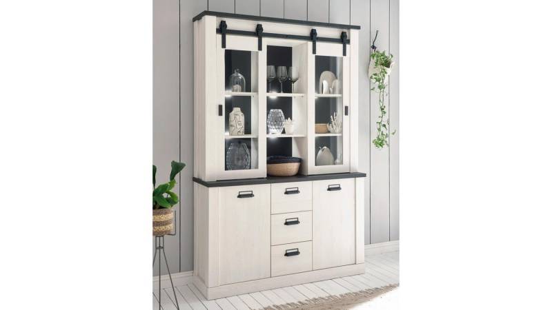 IMV Vitrine Buffet Sherwood 57 Pinie weiß und anthrazit mit soft-close 133 cm IMV Vitrine Buffet Sherwood 57 Pinie weiß und anthrazit mit soft-close 133 cm von IMV