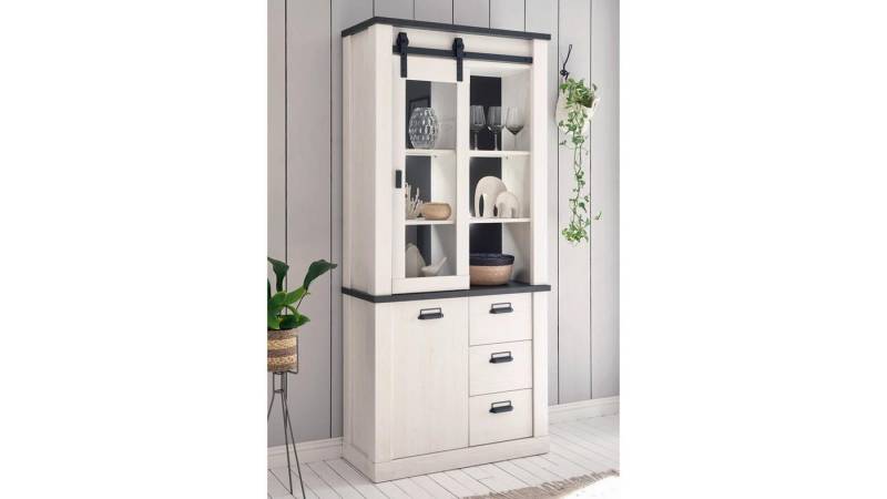 IMV Vitrine Vitrine Sherwood 25 Pinie weiß und anthrazit mit soft-close 93 cm IMV Vitrine Vitrine Sherwood 25 Pinie weiß und anthrazit mit soft-close 93 cm von IMV
