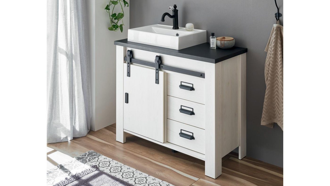 IMV Waschbeckenunterschrank Waschbeckenunterschrank Sherwood 45 Pinie weiß anthrazit 95 cm IMV Waschbeckenunterschrank Waschbeckenunterschrank Sherwood 45 Pinie weiß anthrazit 95 cm von IMV