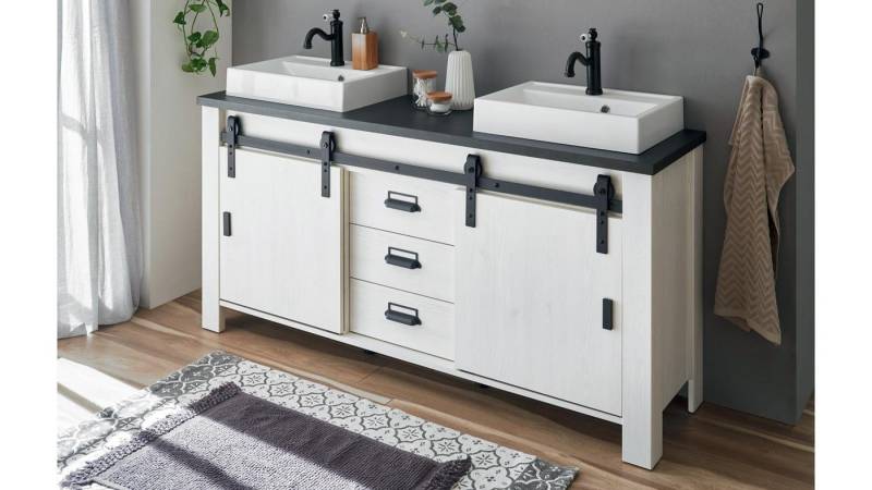 IMV Waschbeckenunterschrank Waschbeckenunterschrank Sherwood 47 Pinie weiß anthrazit 164 cm IMV Waschbeckenunterschrank Waschbeckenunterschrank Sherwood 47 Pinie weiß anthrazit 164 cm von IMV