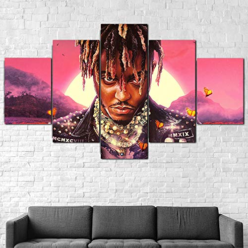 IMXBTQA 5 Teilig Leinwand Wanddeko Juice Wrld Rapper Malerei Leinwanddrucke Geschenk 5 Stück Leinwand Bilder Moderne Wandbilder XXL Wohnzimmer Wohnkultur 150X80Cm von IMXBTQA