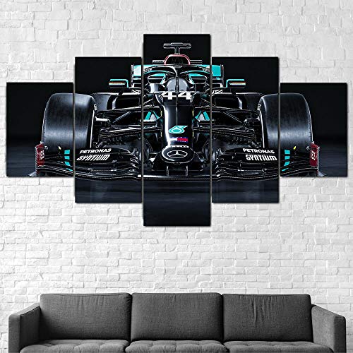 IMXBTQA 5 Teilig Leinwand Wanddeko Mercedes-Amg Formel 1 W11 Auto Malerei Leinwanddrucke Geschenk 5 Stück Leinwand Bilder Moderne Wandbilder XXL Wohnzimmer Wohnkultur 150X80Cm von IMXBTQA