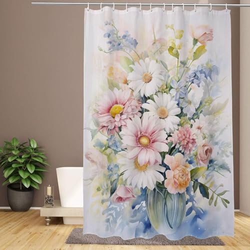 Blumen-Duschvorhänge für Badezimmer, 150 x 180 cm, großer Duschvorhang, einfacher 3D-Wasserdichter Polyester-Polyesterstoff mit 12 Ringen, rostfreien Ösen, schnelltrocknender Outdoor-Gartendekor R-279 Blumen-Duschvorhänge für Badezimmer, 150 x 180 cm, großer Duschvorhang, einfacher 3D-Wasserdichter Polyester-Polyesterstoff mit 12 Ringen, rostfreien Ösen, schnelltrocknender Outdoor-Gartendekor R-279 von IMYOGI