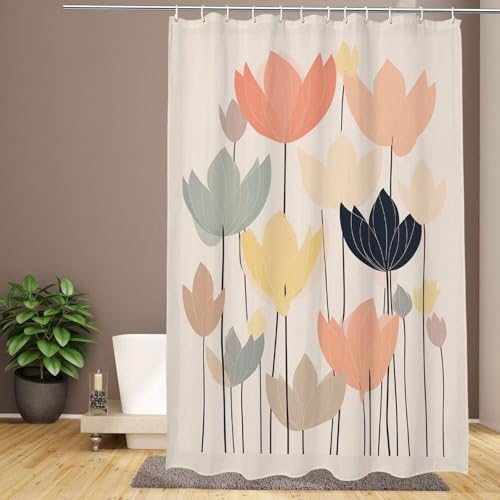 Duschvorhang 120 x 200 cm Blume Extra Lange Badezimmervorhänge Beige, Wasserdicht Schnelltrocknend Waschbar Weich Polyestergewebe Duschvorhang mit Haken, Beschwerter Saum, Zuhause, Hotel, Nassraum Dek Duschvorhang 120 x 200 cm Blume Extra Lange Badezimmervorhänge Beige, Wasserdicht Schnelltrocknend Waschbar Weich Polyestergewebe Duschvorhang mit Haken, Beschwerter Saum, Zuhause, Hotel, Nassraum Dek von IMYOGI