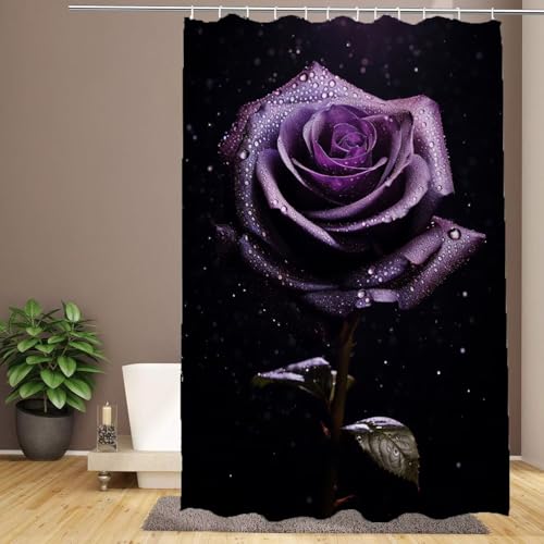 Duschvorhang 160 x 180 cm, Rose, extra lang, Badezimmervorhänge, schwarz, wasserdicht, schnelltrocknend, waschbar, weicher Polyesterstoff, Duschvorhang mit Haken und beschwertem Saum, Heim-, Hotel-, N Duschvorhang 160 x 180 cm, Rose, extra lang, Badezimmervorhänge, schwarz, wasserdicht, schnelltrocknend, waschbar, weicher Polyesterstoff, Duschvorhang mit Haken und beschwertem Saum, Heim-, Hotel-, N von IMYOGI
