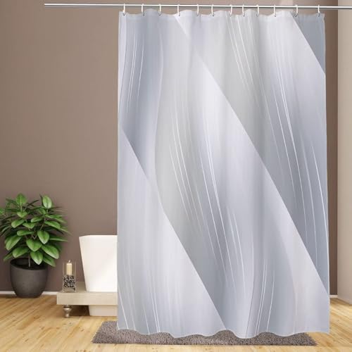 Duschvorhang 180 x 200 cm Grau Extra Lang Badezimmervorhänge Geometrie, Wasserdicht Schnelltrocknend Waschbar Weich Polyestergewebe Duschvorhang mit Haken, Beschwerter Saum, Zuhause, Hotel, Nassraum D Duschvorhang 180 x 200 cm Grau Extra Lang Badezimmervorhänge Geometrie, Wasserdicht Schnelltrocknend Waschbar Weich Polyestergewebe Duschvorhang mit Haken, Beschwerter Saum, Zuhause, Hotel, Nassraum D von IMYOGI