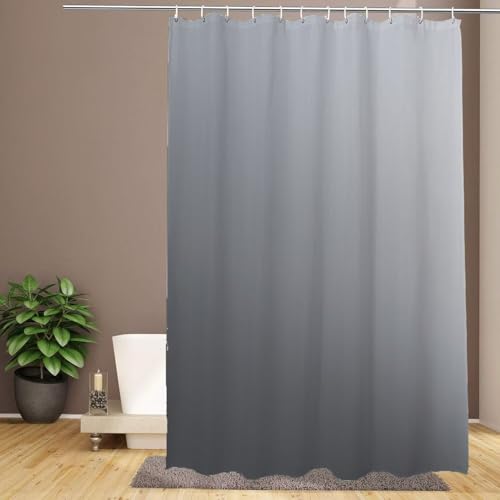 Duschvorhang 240 x 180 cm, Grau, extra lang, Badezimmervorhänge, einfarbig, wasserdicht, schnelltrocknend, waschbar, weich, Polyestergewebe, Duschvorhang mit 12 Haken, Heim, Hotel, Nassraum-Dekor, R-3 Duschvorhang 240 x 180 cm, Grau, extra lang, Badezimmervorhänge, einfarbig, wasserdicht, schnelltrocknend, waschbar, weich, Polyestergewebe, Duschvorhang mit 12 Haken, Heim, Hotel, Nassraum-Dekor, R-3 von IMYOGI