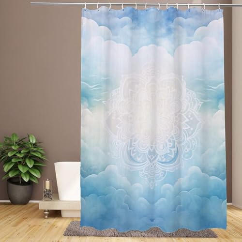 Duschvorhang 240 x 180 cm Mandala Extra Lange Badezimmervorhänge Wolke, Wasserdicht Schnelltrocknend Waschbar Weich Polyestergewebe Duschvorhang mit Haken, Beschwerter Saum, Zuhause, Hotel, Nassraum D Duschvorhang 240 x 180 cm Mandala Extra Lange Badezimmervorhänge Wolke, Wasserdicht Schnelltrocknend Waschbar Weich Polyestergewebe Duschvorhang mit Haken, Beschwerter Saum, Zuhause, Hotel, Nassraum D von IMYOGI