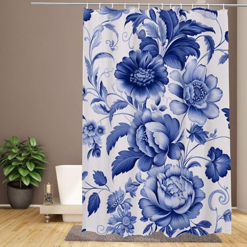 Duschvorhang 90 x 180 cm Beige Extra Lang Badezimmervorhänge Blaugrün, Wasserdicht Schnelltrocknend Waschbar Weich Polyestergewebe Duschvorhang mit Haken und beschwertem Saum, Zuhause, Hotel, Nassraum von IMYOGI