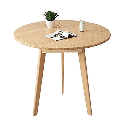 Exquisiter runder Couchtisch, nordischer Wohnzimmer-Esstisch/Freizeittisch für kleine Wohnungen, Tischgestell aus massivem Holz, Computertisch in verschiedenen Größen (Farbe: A, Größe: 60 x 70 cm) von IMYOGI