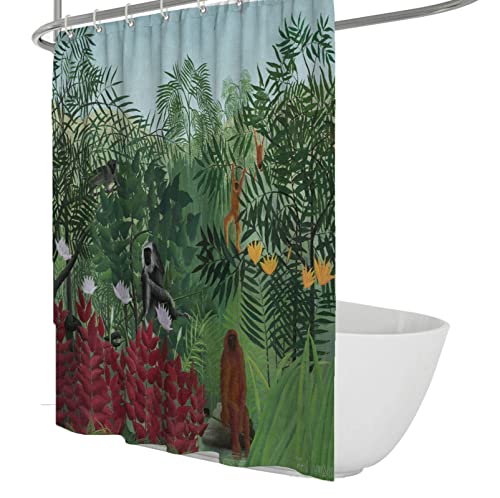 IMYOGI Exquisite Duschvorhänge mit tropischen Dschungelaffen, magischer Regenwaldgarten, Badewannenvorhang, verdickter Stoff, pflegeleichter Duschvorhang, 100 x 200 von IMYOGI