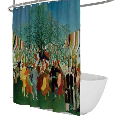 IMYOGI Exquisiter Badezimmervorhang mit lebendiger Festszene, Vintage-Bäume tanzen, buntes Muster, Badezimmerdekor, schnelltrocknender Polyesterstoff, Duschvorhang 100 x 180 IMYOGI Exquisiter Badezimmervorhang mit lebendiger Festszene, Vintage-Bäume tanzen, buntes Muster, Badezimmerdekor, schnelltrocknender Polyesterstoff, Duschvorhang 100 x 180 von IMYOGI
