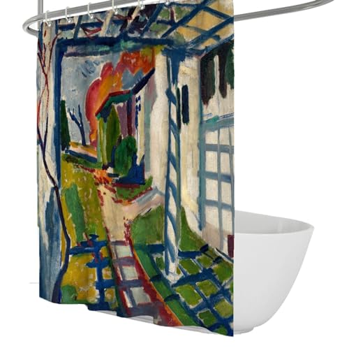 IMYOGI Exquisiter Duschvorhang mit Gartentraubenlaube, abstraktes Pfaddesign, Badewannenvorhang, impressionistischer wasserabweisender Duschvorhang, 150 x 180 IMYOGI Exquisiter Duschvorhang mit Gartentraubenlaube, abstraktes Pfaddesign, Badewannenvorhang, impressionistischer wasserabweisender Duschvorhang, 150 x 180 von IMYOGI