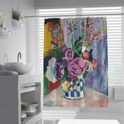 IMYOGI Exquisiter Duschvorhang mit blühenden Blumen, Blumenmuster, für Badezimmer, Bauernhaus, rustikaler Blumentopf, berühmter Gemäldedruck, wasserdichter Stoff, Duschvorhang 180 x 220 IMYOGI Exquisiter Duschvorhang mit blühenden Blumen, Blumenmuster, für Badezimmer, Bauernhaus, rustikaler Blumentopf, berühmter Gemäldedruck, wasserdichter Stoff, Duschvorhang 180 x 220 von IMYOGI