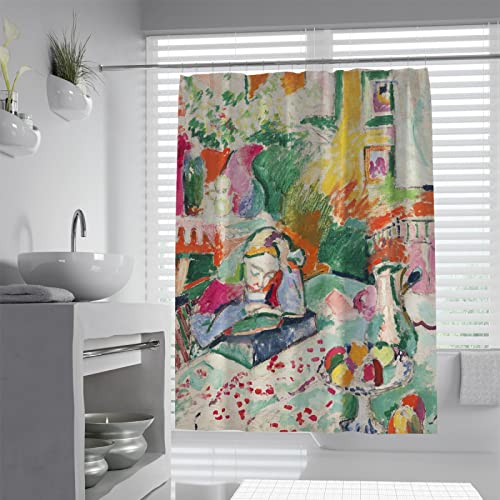 IMYOGI Exquisiter Duschvorhang mit ruhiger Innenszene, Mädchen liest in farbenfrohem Zimmer, klassischer berühmter Kunstwerkdruck, weicher Badevorhang für Badezimmerdekor, 240 x 180 IMYOGI Exquisiter Duschvorhang mit ruhiger Innenszene, Mädchen liest in farbenfrohem Zimmer, klassischer berühmter Kunstwerkdruck, weicher Badevorhang für Badezimmerdekor, 240 x 180 von IMYOGI