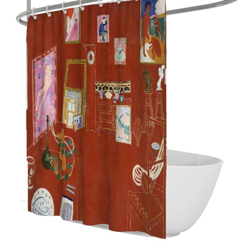 IMYOGI Exquisiter extralanger Duschvorhang mit rotem Studio-Innenlandschaftsmotiv, maschinenwaschbar, wasserdicht, schnelltrocknend, Badezimmer-Duschvorhang-Set mit Haken, 100 x 200 IMYOGI Exquisiter extralanger Duschvorhang mit rotem Studio-Innenlandschaftsmotiv, maschinenwaschbar, wasserdicht, schnelltrocknend, Badezimmer-Duschvorhang-Set mit Haken, 100 x 200 von IMYOGI