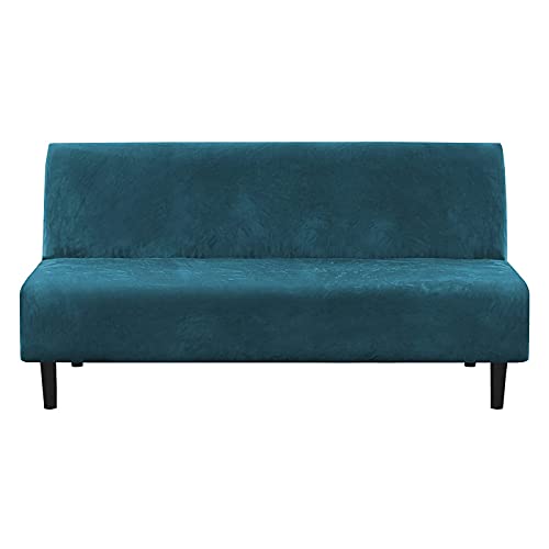IMYOGI Hochelastische Sofabezüge, armloser Schlafsofa-Bezug, Stretch-Samt-Plüsch, dickerer Futon-Bezug ohne Armlehne, Rutschfester Möbelschutz, komplett klappbarer Sofa-Schonbezug von IMYOGI