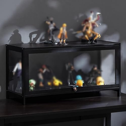 IMYOGI Kuriositätenvitrine, Vitrine mit Acryl, natürlichem Bambusrahmen, Vitrine mit Klapptür, bodenstehende transparente Vitrine für Wohnzimmer und Schlafzimmer, Schwarz (Größe: 80 x 40 x 32 cm) von IMYOGI