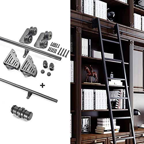 Robustes 3,3ft-20ft Rollleiter-Hardware-Bibliotheks-Schiebeleiter-Hardware-Kit (ohne Leiter), runde Schiene/Schiene + Verlängerungszubehör, für Zuhause/Innenraum/Loft (Größe: 13ft/400cm Track Kit) von IMYOGI