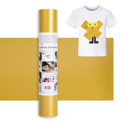 IModeur 12 Ft Plotterfolie Textil Gold – 30,5 x 366 cm Flexfolie für Cricut Maker, Silhouette Cameo, Textilfolie für Kleidung, Mützen, Hosen, andere Stoffe von IModeur