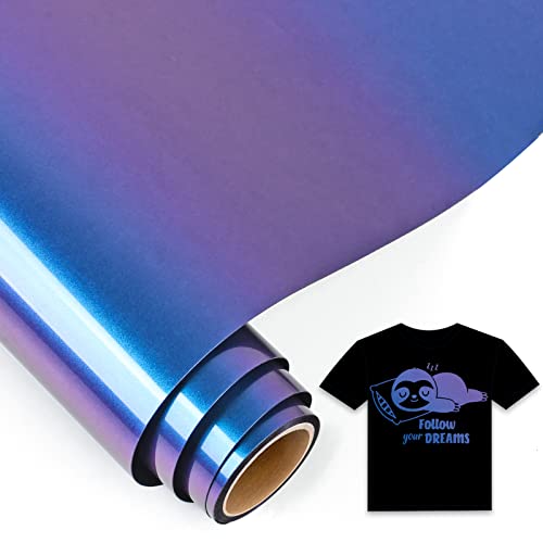 IModeur 5Ft Chamäleon Plotterfolie Textil Blau nach Violett - 30,5 x 152,5 cm Flexfolie Plotter Textil für Cricut Maker, Silhouette, Textilfolie Plotter für Kleidung, Mützen, Hosen, andere Stoffe von IModeur