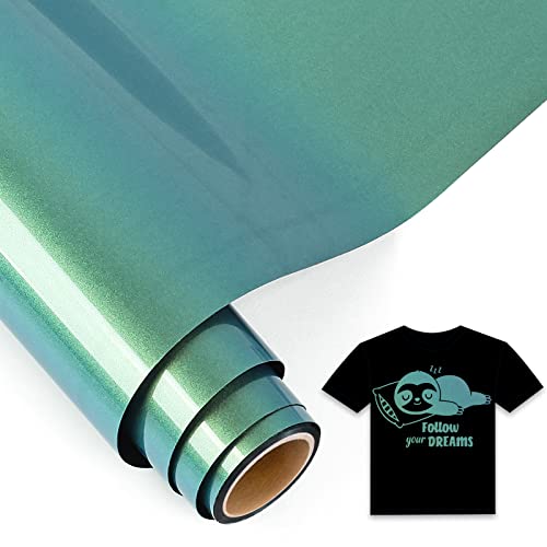 IModeur 5Ft Chamäleon Plotterfolie Textil Gold nach Grün - 30,5 x 152,5 cm Flexfolie Plotter Textil für Cricut Maker, Silhouette, Textilfolie Plotter für Kleidung, Mützen, Hosen, andere Stoffe von IModeur