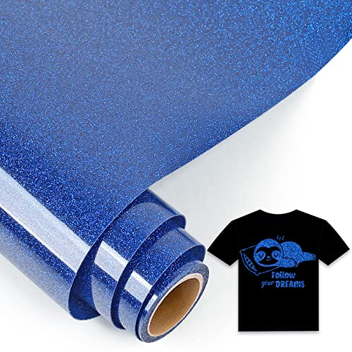 IModeur 5Ft Plotterfolie Textil Glitzer Dunkelblau, 30,5 x 152,5 cm Flexfolie Plotter Textil blau für Cricut, Silhouette Cameo, Textilfolie Plotter blau für Kleidung, Mützen, Hosen, andere Stoffe IModeur 5Ft Plotterfolie Textil Glitzer Dunkelblau, 30,5 x 152,5 cm Flexfolie Plotter Textil blau für Cricut, Silhouette Cameo, Textilfolie Plotter blau für Kleidung, Mützen, Hosen, andere Stoffe von IModeur