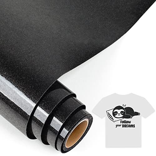 IModeur 5Ft Plotterfolie Textil Glitzer Schwarz, 30,5 x 152,5 cm Flexfolie Plotter Textil Schwarz für Cricut Maker, Silhouette Cameo, Textilfolie Plotter Schwarz für Kleidung, Mützen, andere Stoffe IModeur 5Ft Plotterfolie Textil Glitzer Schwarz, 30,5 x 152,5 cm Flexfolie Plotter Textil Schwarz für Cricut Maker, Silhouette Cameo, Textilfolie Plotter Schwarz für Kleidung, Mützen, andere Stoffe von IModeur