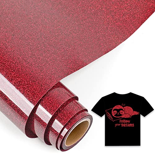 IModeur 5Ft Plotterfolie Textil Glitzer rot, 30,5 x 152,5 cm Flexfolie Plotter Textil Rot für Cricut Maker, Silhouette Cameo, Textilfolie Plotter Rot für Kleidung, Mützen, Hosen, andere Stoffe IModeur 5Ft Plotterfolie Textil Glitzer rot, 30,5 x 152,5 cm Flexfolie Plotter Textil Rot für Cricut Maker, Silhouette Cameo, Textilfolie Plotter Rot für Kleidung, Mützen, Hosen, andere Stoffe von IModeur