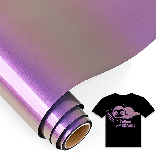 IModeur 5Ft Chamäleon Plotterfolie Textil Grün nach Violett - 30,5 x 152,5 cm Flexfolie Plotter Textil für Cricut Maker, Silhouette, Textilfolie Plotter für Kleidung, Mützen, Hosen, andere Stoffe von IModeur