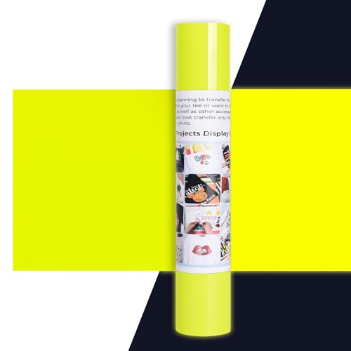 IModeur PU Plotterfolie Textil Gelb Neon - 30,5 x 275 cm Flexfolie Plotter Textil Gelb Fluoreszierend für Cricut Maker, Silhouette, Textilfolie gelb für Kleidung, Mützen, Hosen, andere Stoffe von IModeur