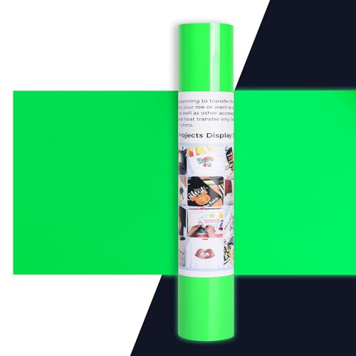 IModeur PU Plotterfolie Textil Grün Neon - 30,5 x 275 cm Flexfolie Plotter Textil Grün Fluoreszierend für Cricut Maker, Silhouette, Textilfolie Grün für Kleidung, Mützen, Hosen, andere Stoffe von IModeur